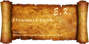 Ehrenwald Kende névjegykártya
